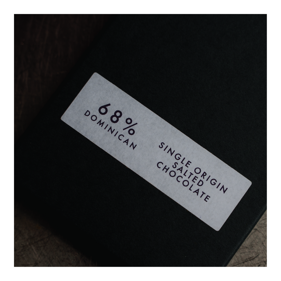 Bare Bones Dominican 68% Salted Chocolate.